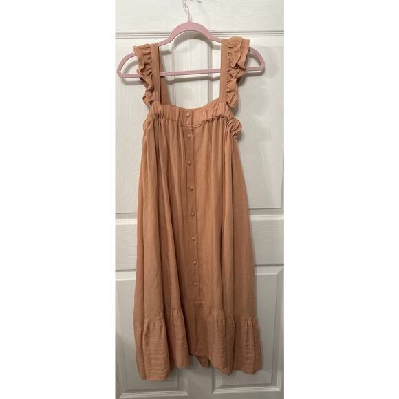 Mable Boah Boho Ruffle Sleeve Detail Button Back Reversible Midi Dress Salmon, S - Picture 9 of 10